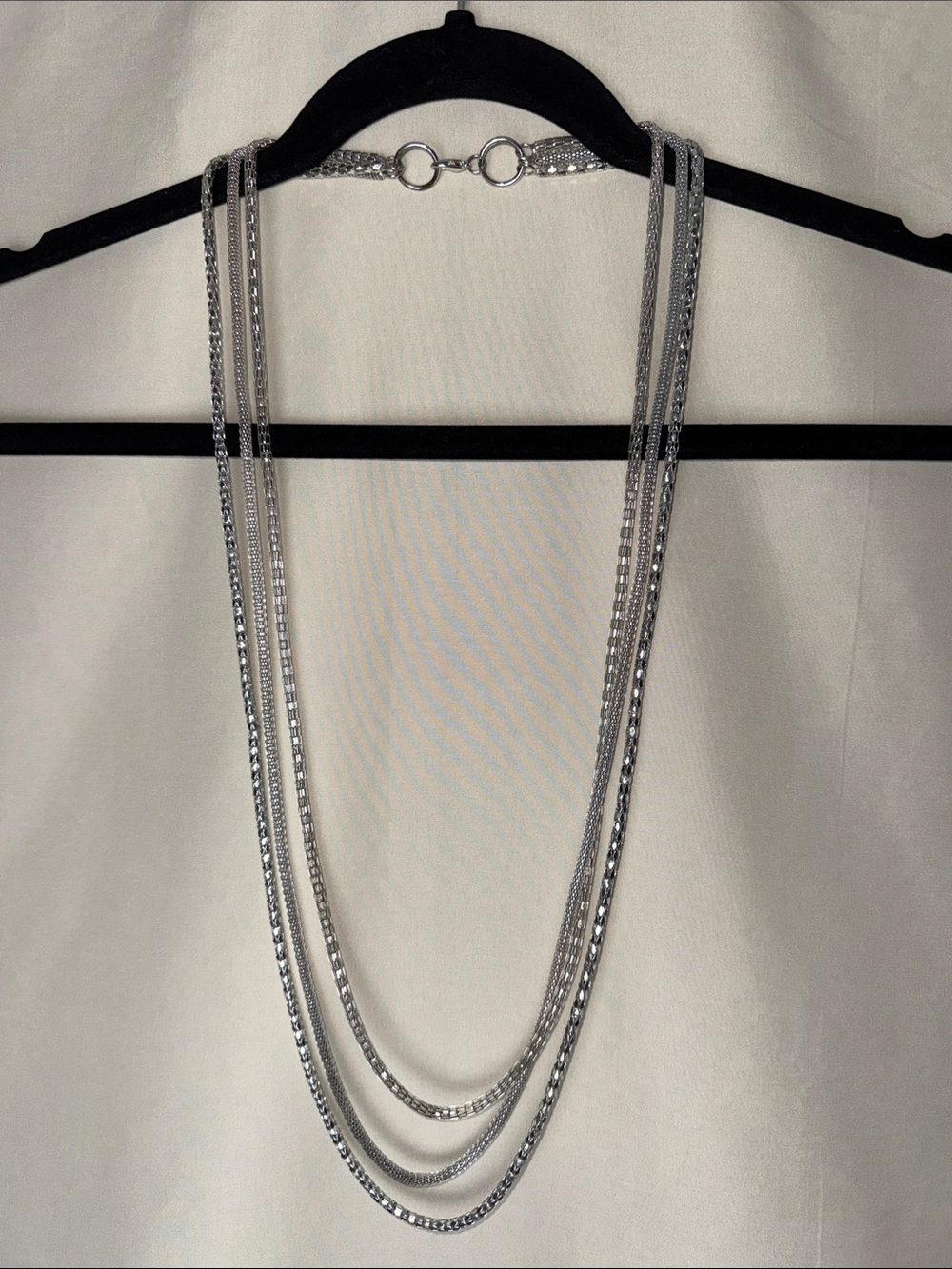 Vintage Layered Silver-Tone Multi Chain Necklace for Women